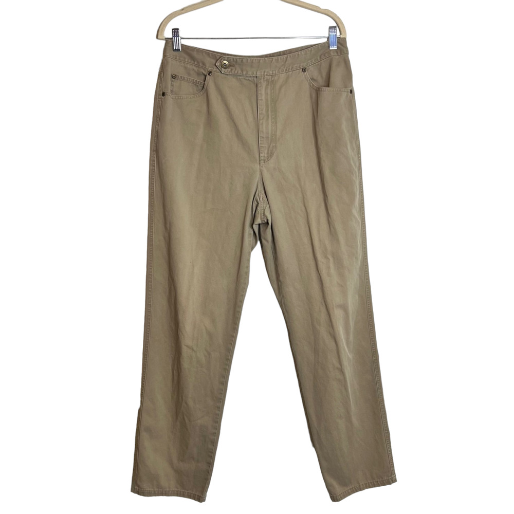 Liz Claiborne Lizwear Jeans Size 14 Tan Straight Leg 5-Pocket 100% Cotton